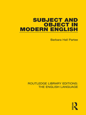 cover image of Subject and Object in Modern English